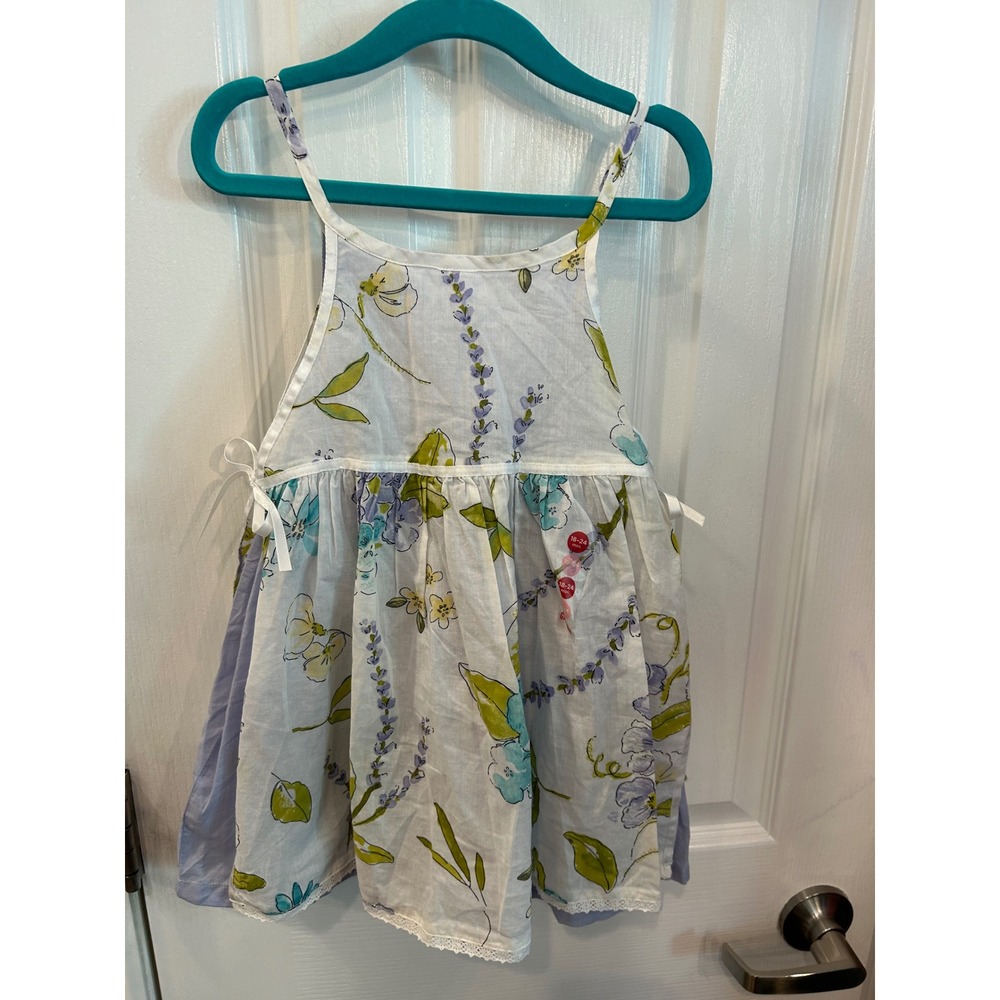 Gymboree Floral Sundress White Lavender Cotton Lace Trim Ribbon 18-24 Months NWT